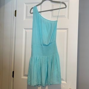 Ramy Brook one shoulder light turquoise dress.  Size Small.  Worn only once.